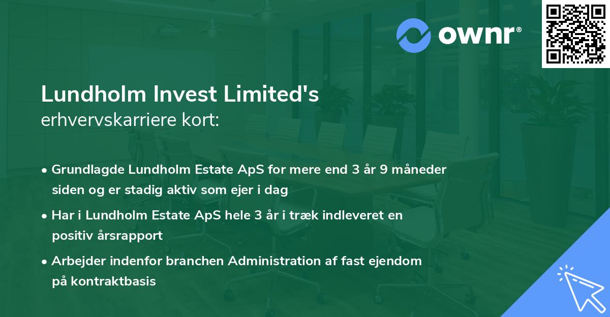 Lundholm Invest Limited's erhvervskarriere kort