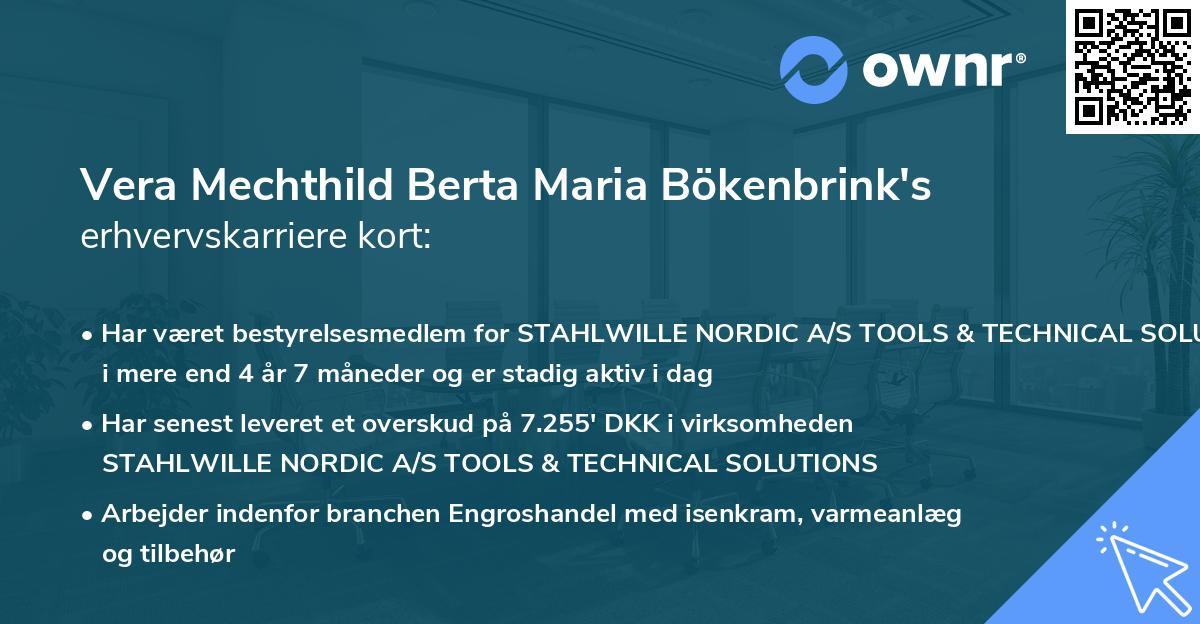 Vera Mechthild Berta Maria Bökenbrink's erhvervskarriere kort
