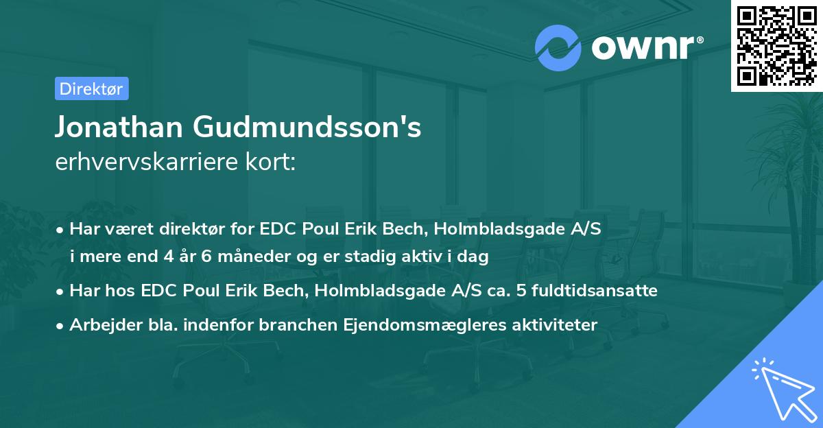 Jonathan Gudmundsson's erhvervskarriere kort
