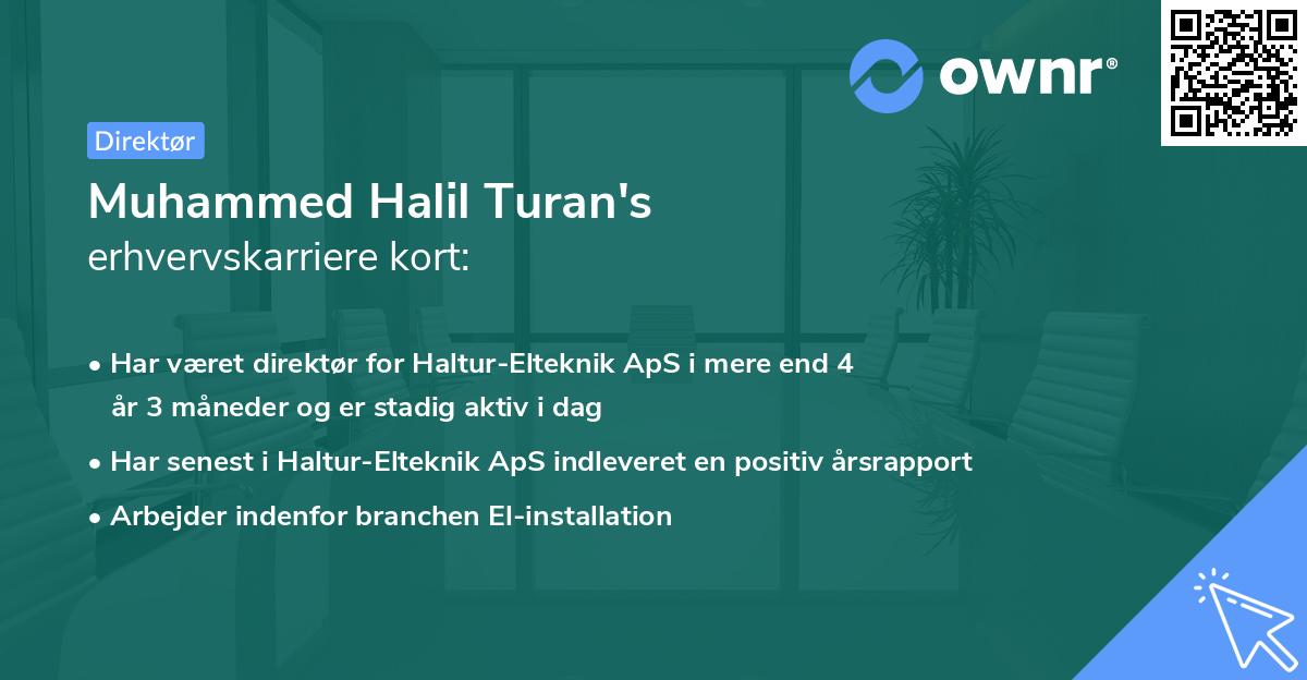 Muhammed Halil Turan's erhvervskarriere kort