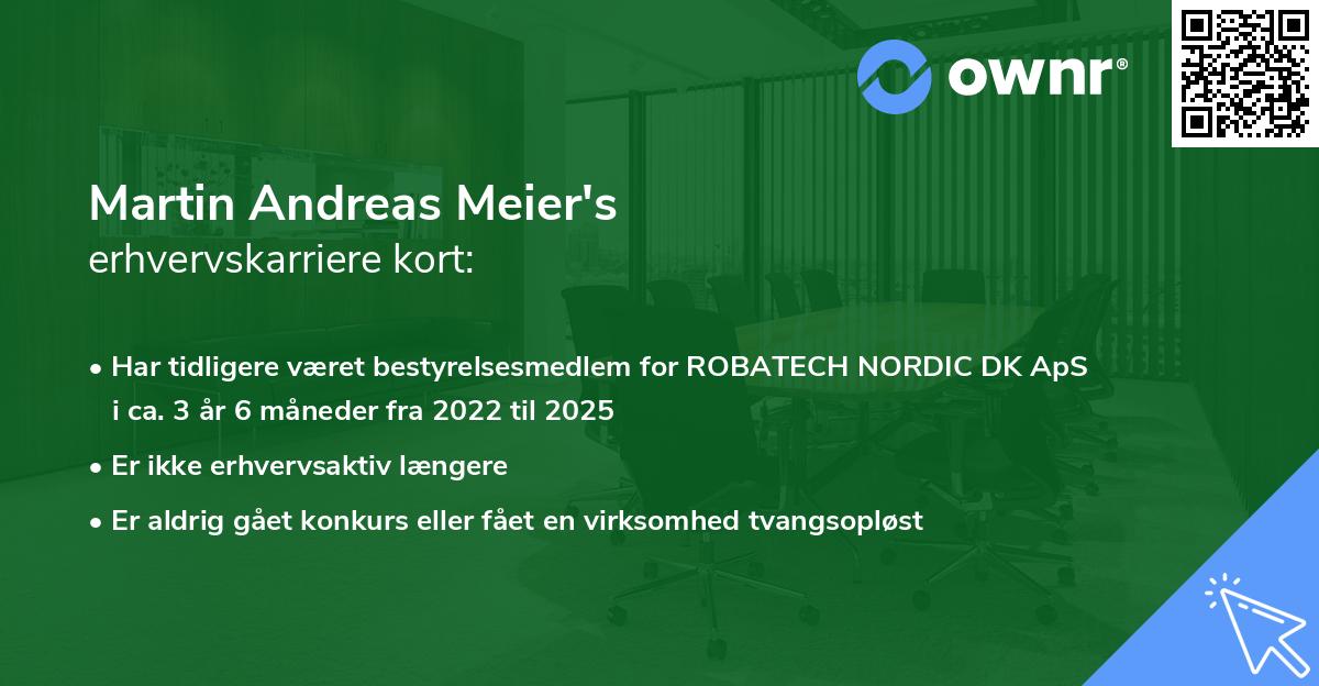 Martin Andreas Meier's erhvervskarriere kort