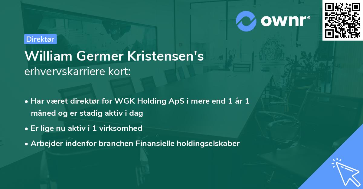 William Germer Kristensen's erhvervskarriere kort