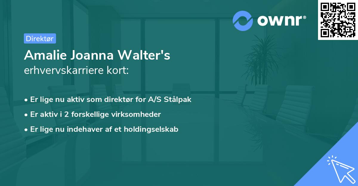 Amalie Joanna Walter's erhvervskarriere kort