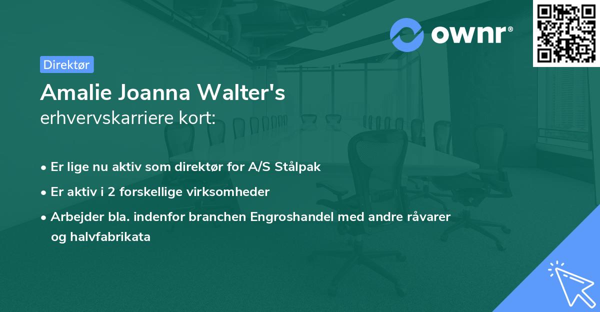 Amalie Joanna Walter's erhvervskarriere kort