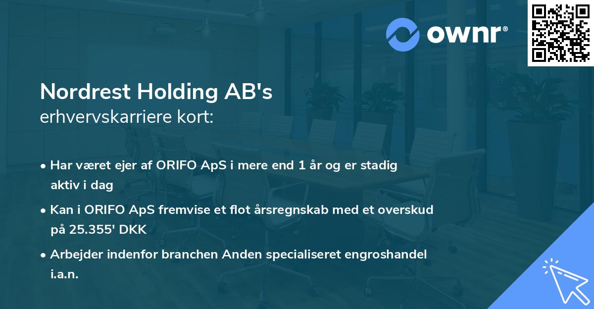 Nordrest Holding AB's erhvervskarriere kort