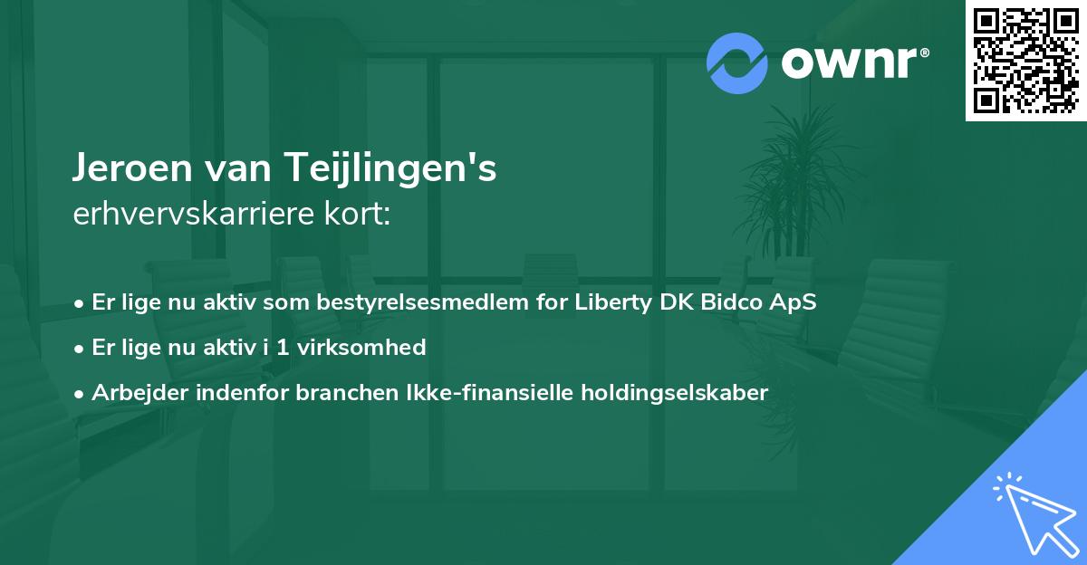 Jeroen van Teijlingen's erhvervskarriere kort