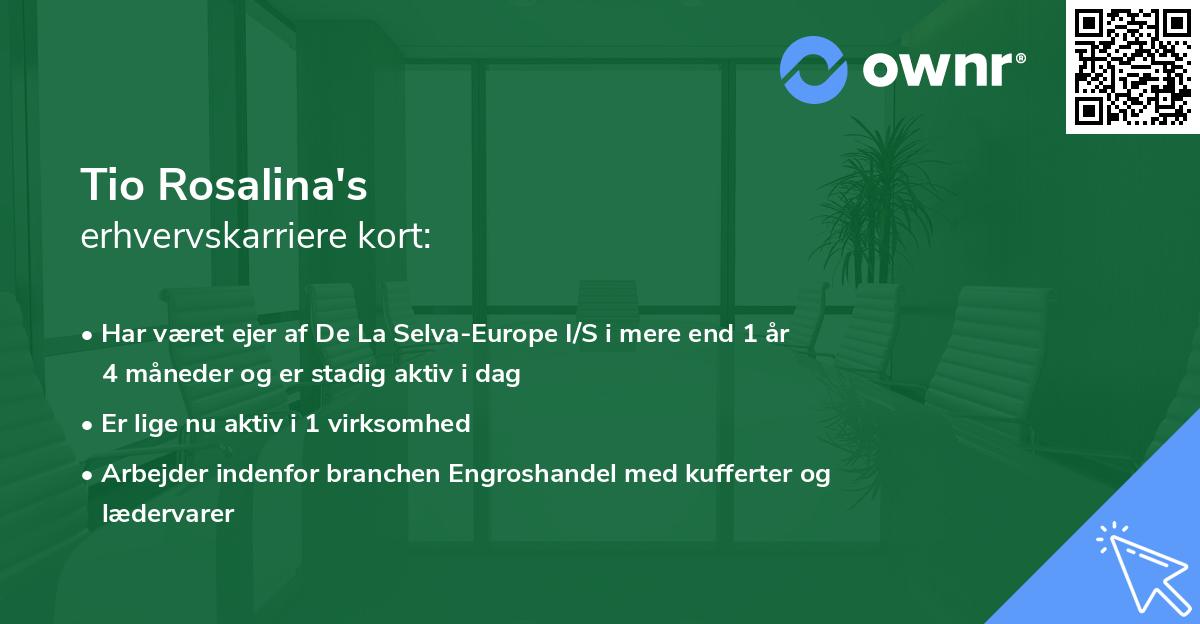 Tio Rosalina's erhvervskarriere kort