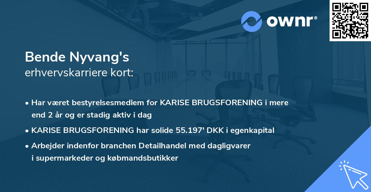 Bende Nyvang's erhvervskarriere kort