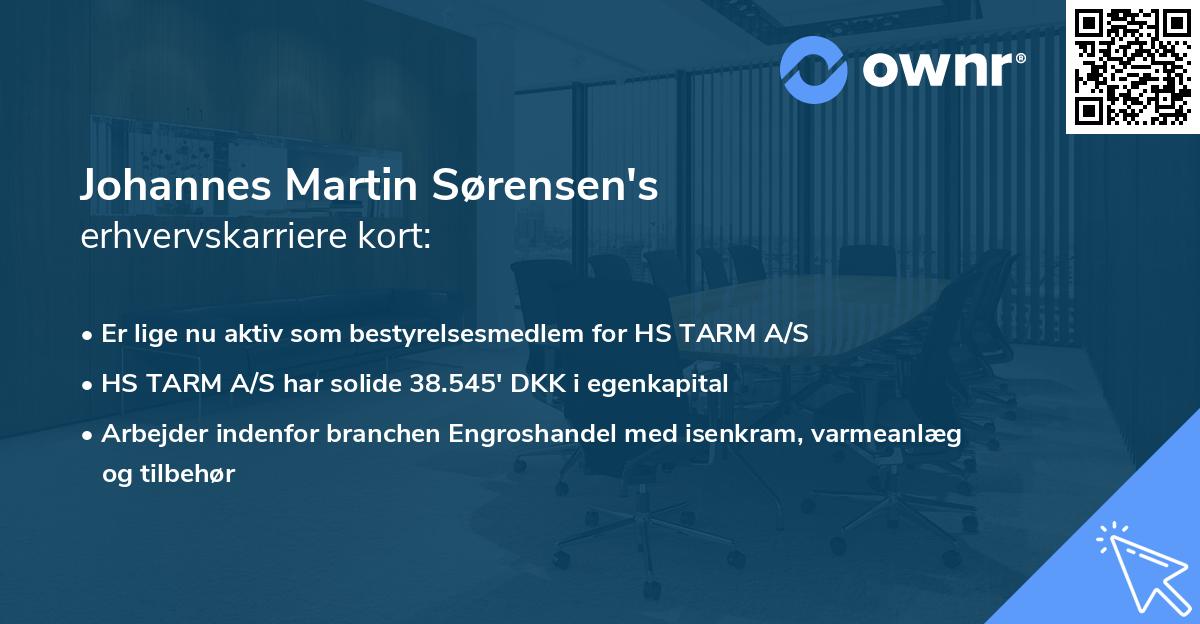 Johannes Martin Sørensen's erhvervskarriere kort