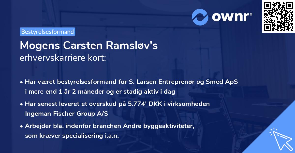 Mogens Carsten Ramsløv's erhvervskarriere kort