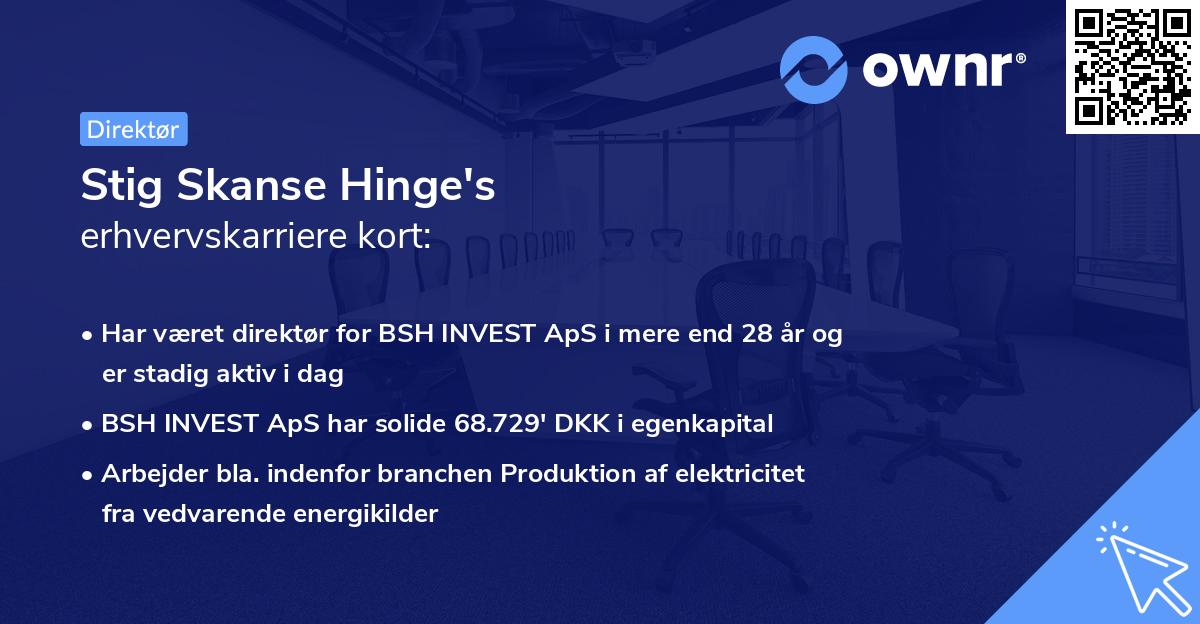 Stig Skanse Hinge's erhvervskarriere kort