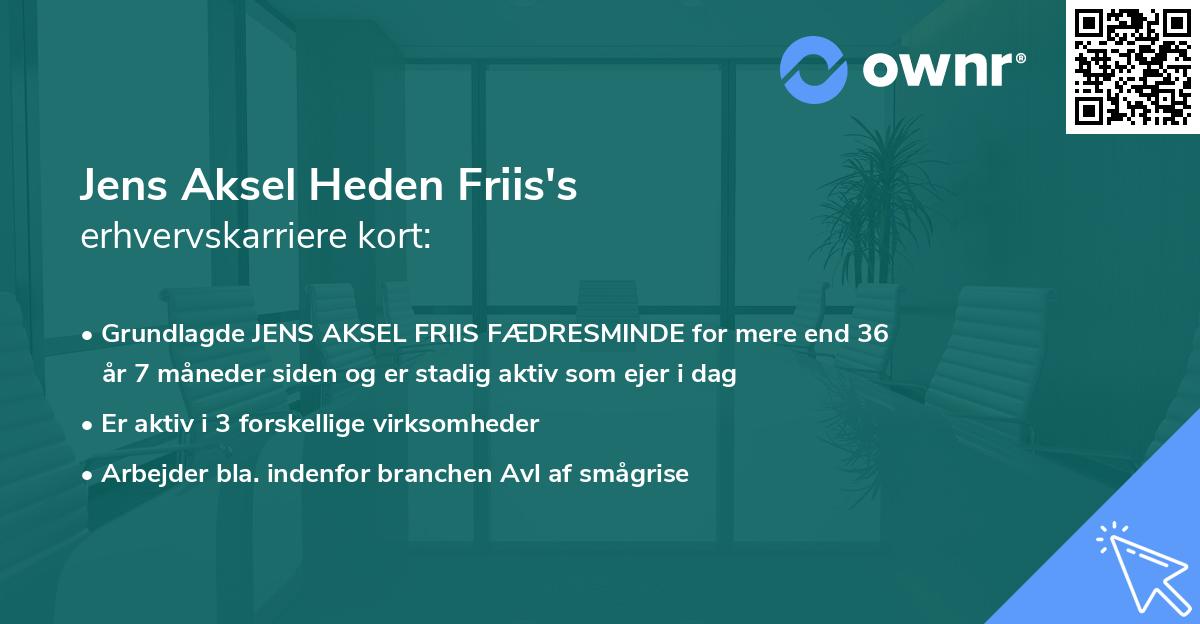 Jens Aksel Heden Friis's erhvervskarriere kort