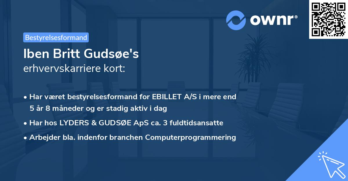 Iben Britt Gudsøe's erhvervskarriere kort