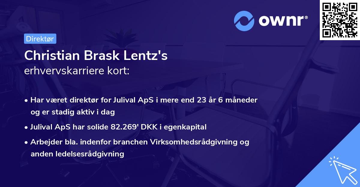 Christian Brask Lentz's erhvervskarriere kort
