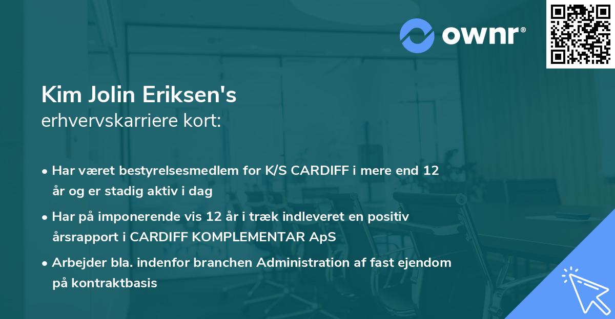 Kim Jolin Eriksen's erhvervskarriere kort