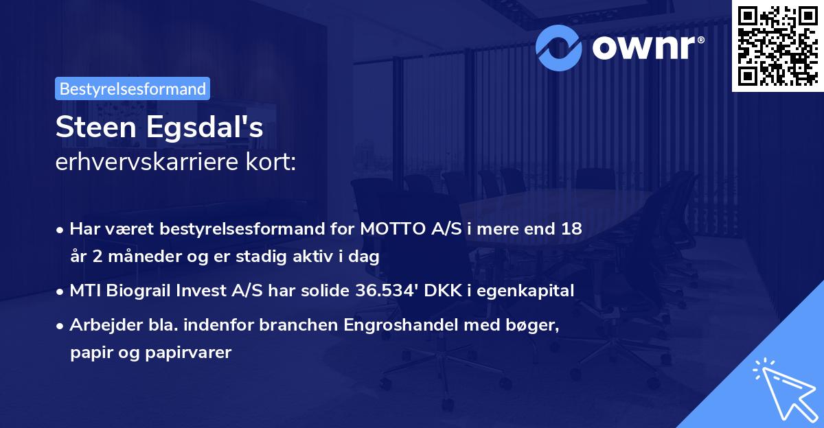 Steen Egsdal's erhvervskarriere kort