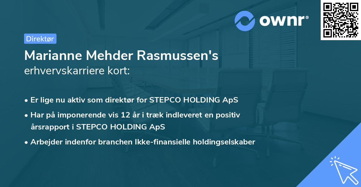 Marianne Mehder Rasmussen's erhvervskarriere kort