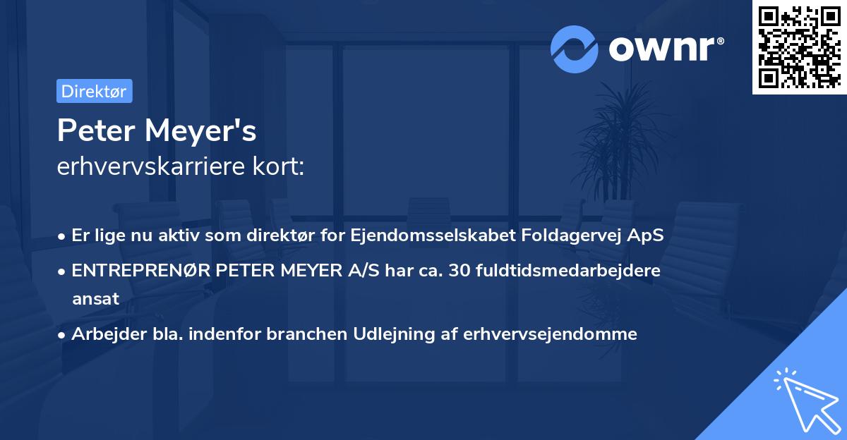 Peter Meyer's erhvervskarriere kort