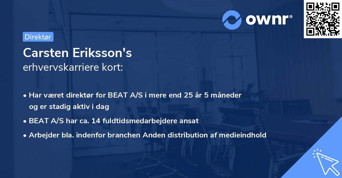 Carsten Eriksson's erhvervskarriere kort