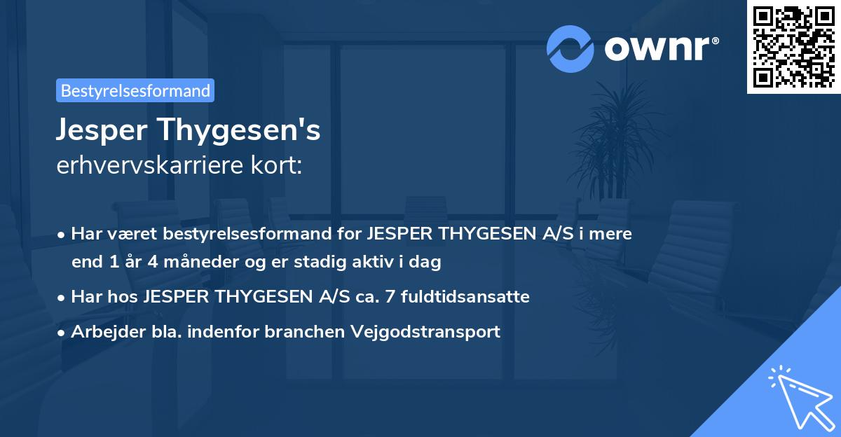 Jesper Thygesen's erhvervskarriere kort