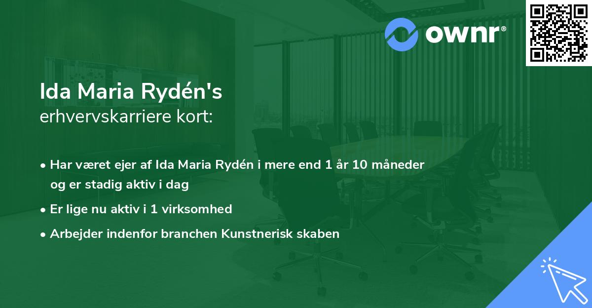 Ida Maria Rydén's erhvervskarriere kort