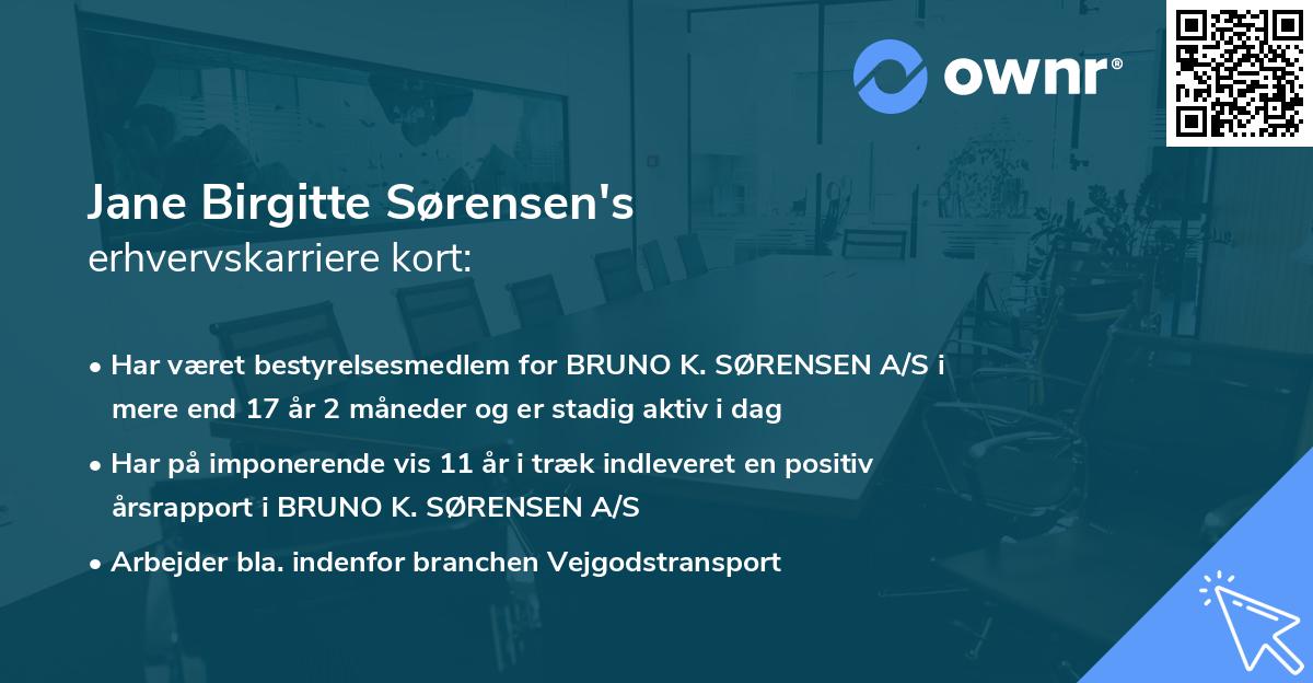Jane Birgitte Sørensen's erhvervskarriere kort