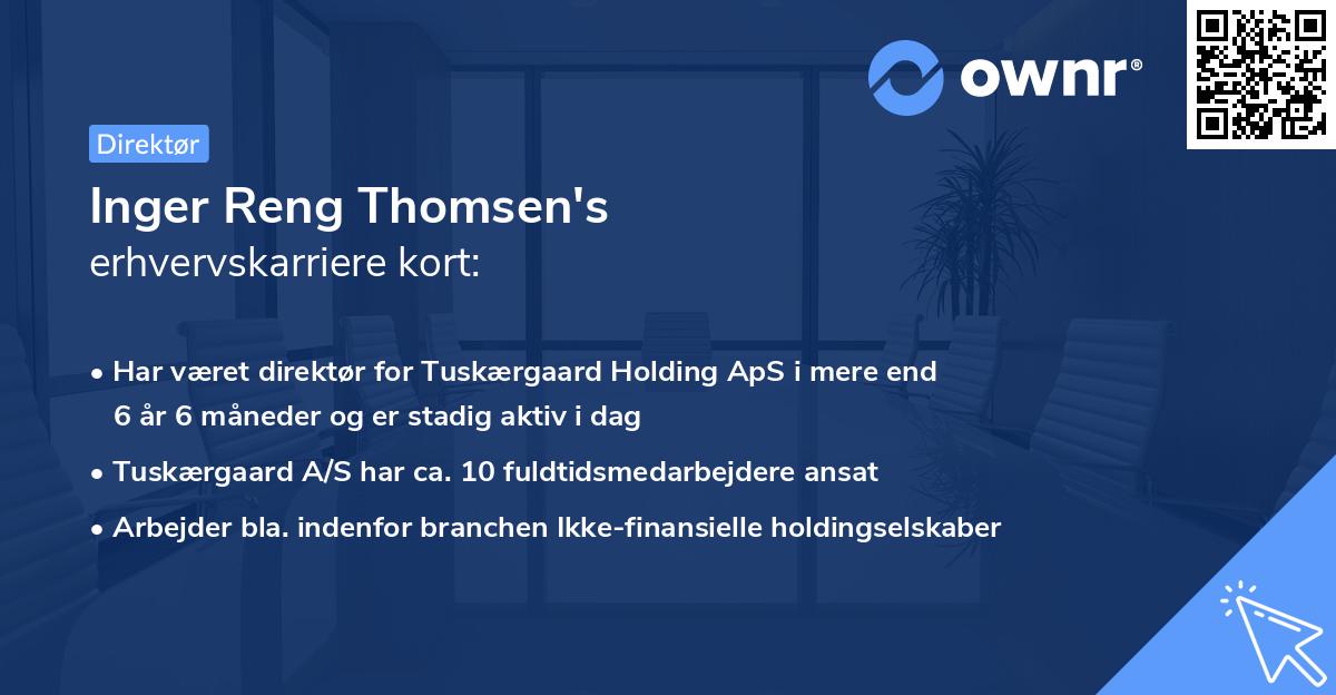 Inger Reng Thomsen's erhvervskarriere kort