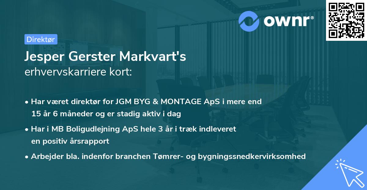 Jesper Gerster Markvart's erhvervskarriere kort