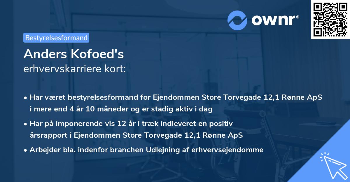 Anders Kofoed's erhvervskarriere kort