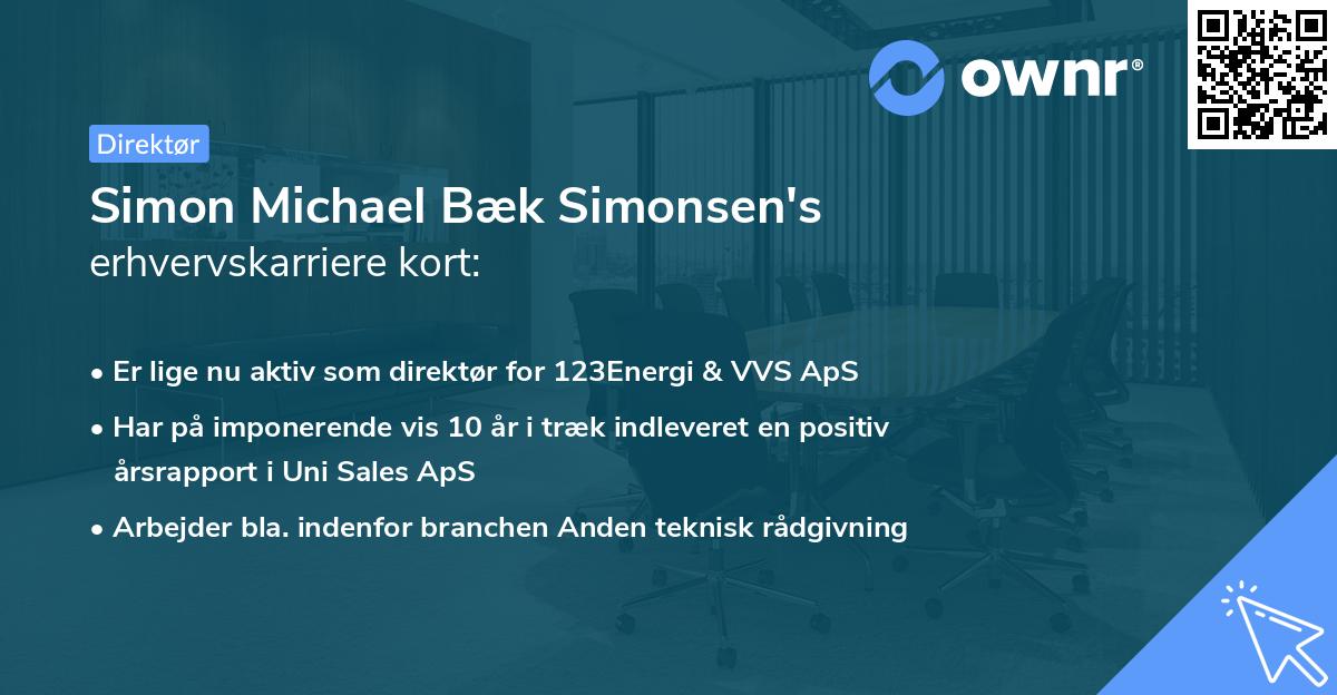 Simon Michael Bæk Simonsen's erhvervskarriere kort