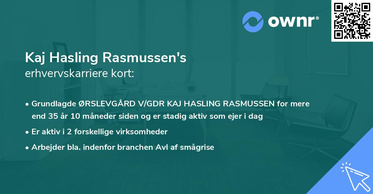 Kaj Hasling Rasmussen's erhvervskarriere kort