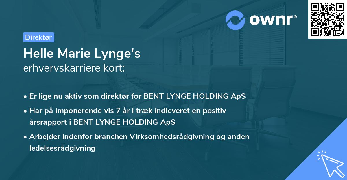 Helle Marie Lynge's erhvervskarriere kort