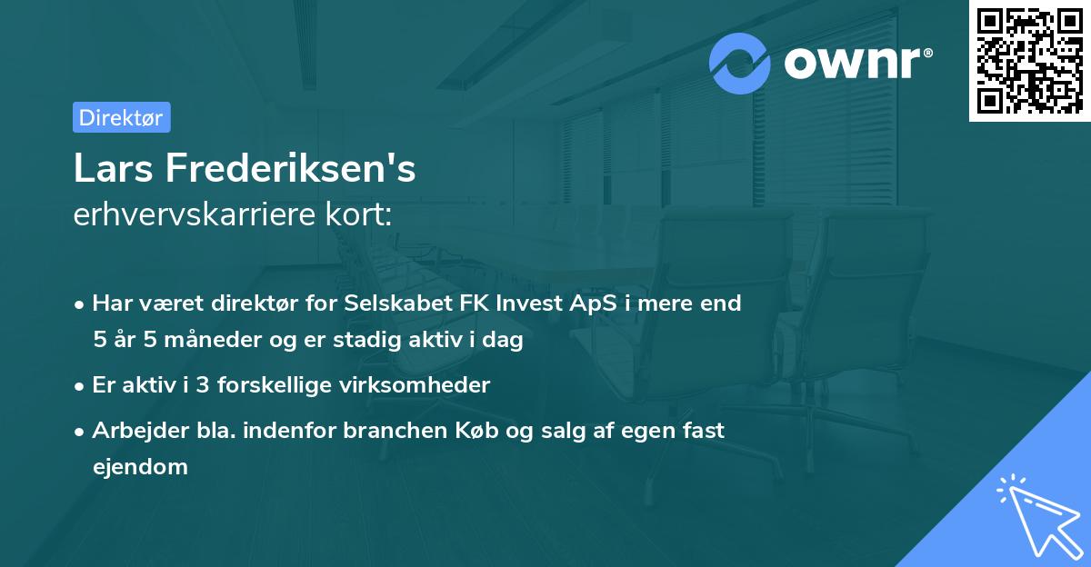 Lars Frederiksen's erhvervskarriere kort