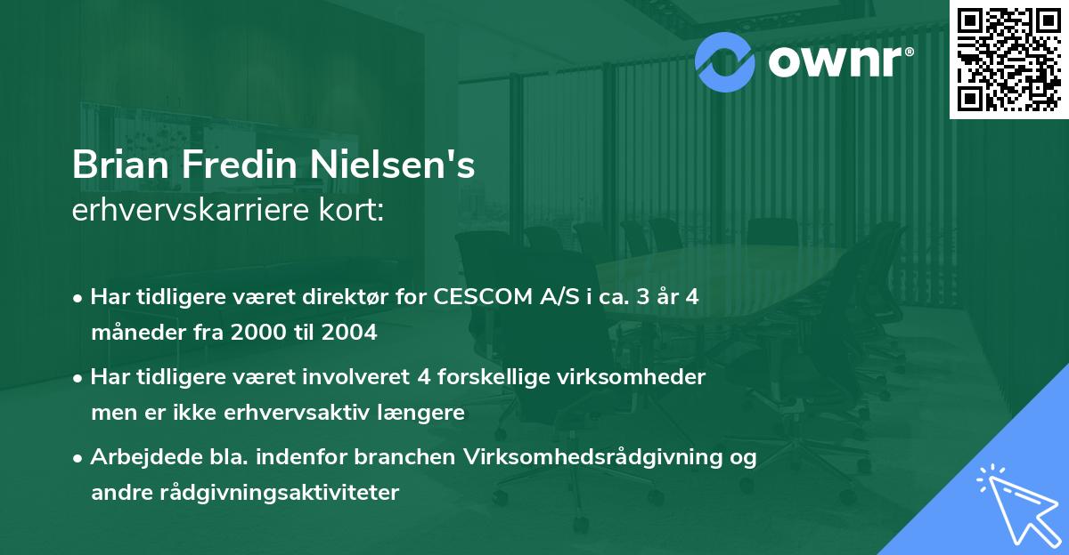 Brian Fredin Nielsen's erhvervskarriere kort