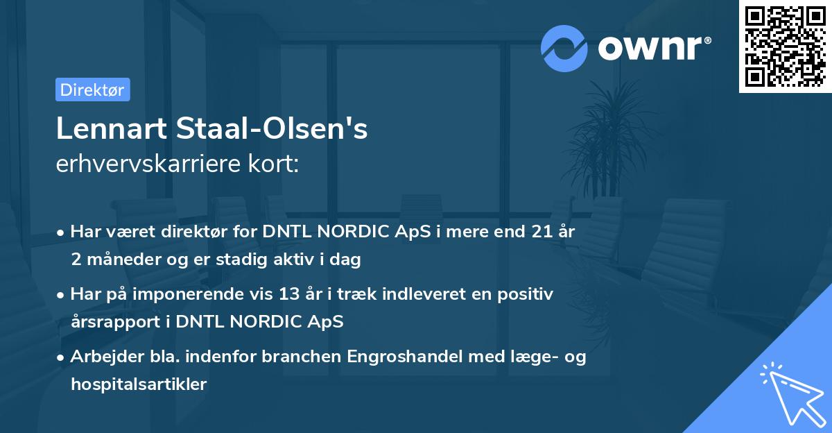 Lennart Staal-Olsen's erhvervskarriere kort