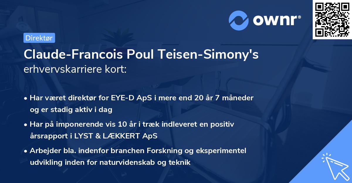 Claude-Francois Poul Teisen-Simony's erhvervskarriere kort