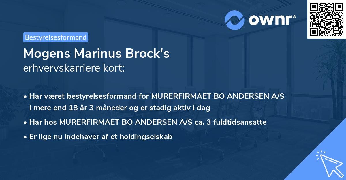 Mogens Marinus Brock's erhvervskarriere kort