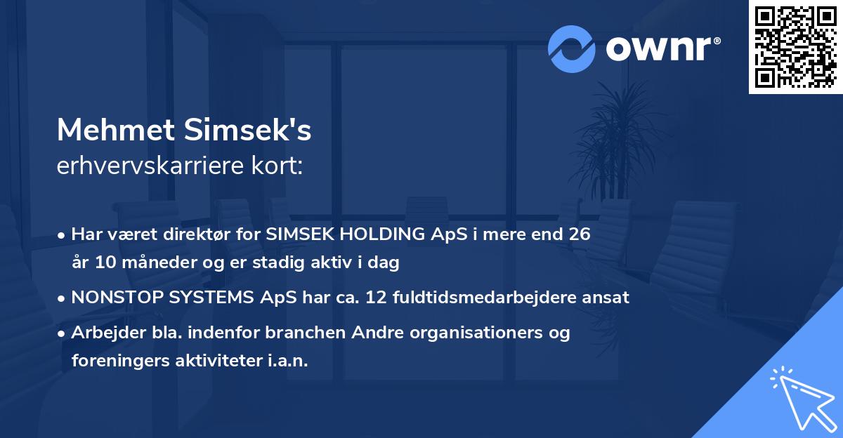 Mehmet Simsek's erhvervskarriere kort