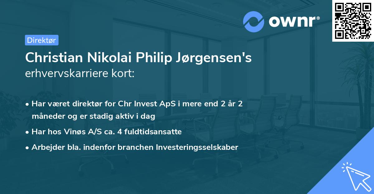 Christian Nikolai Philip Jørgensen's erhvervskarriere kort