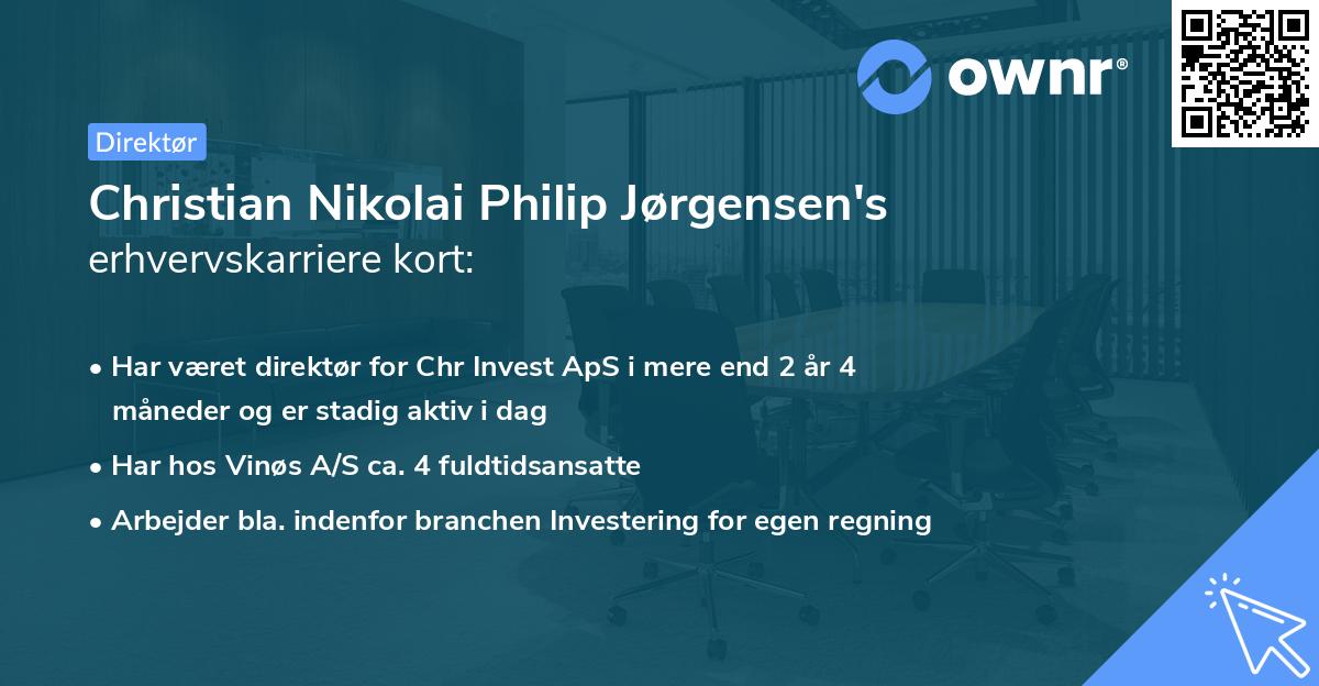 Christian Nikolai Philip Jørgensen's erhvervskarriere kort