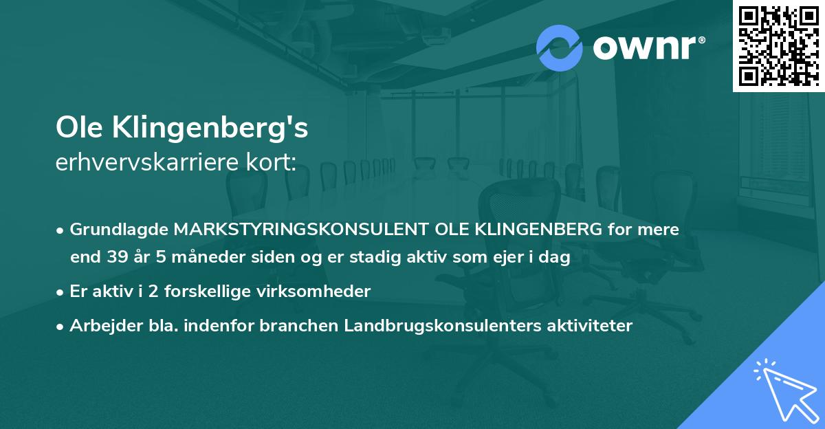 Ole Klingenberg's erhvervskarriere kort