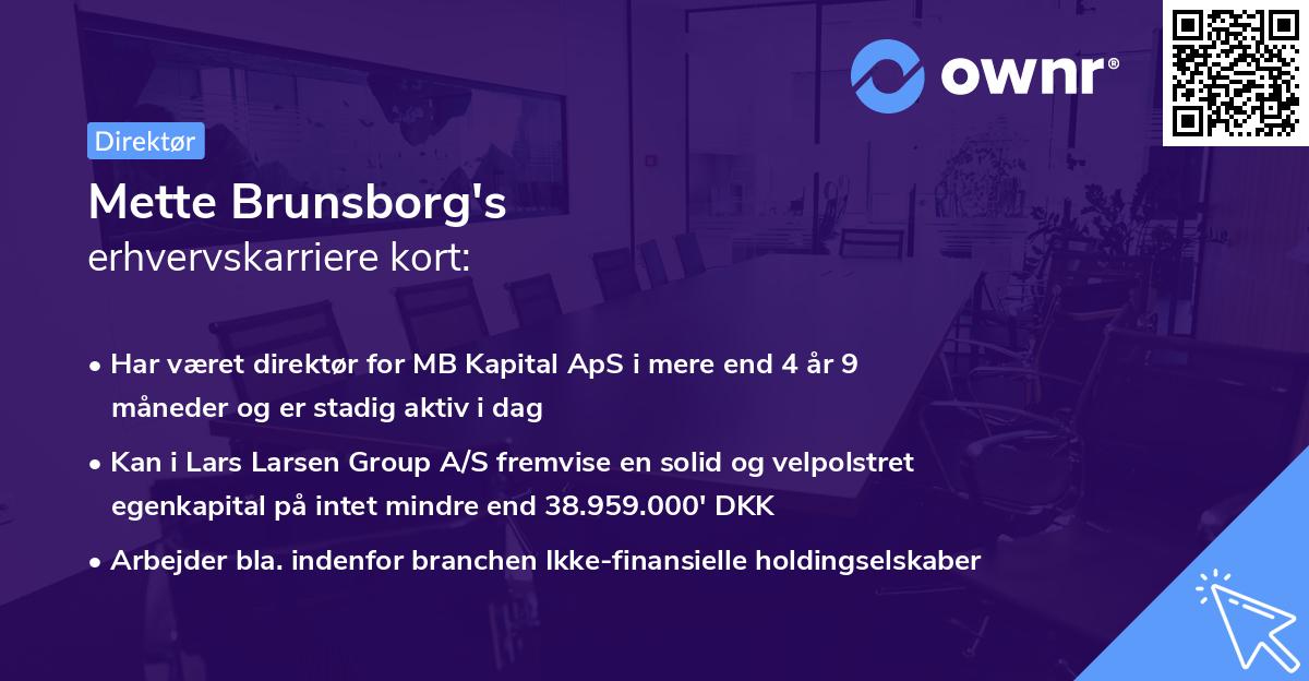 Mette Brunsborg's erhvervskarriere kort