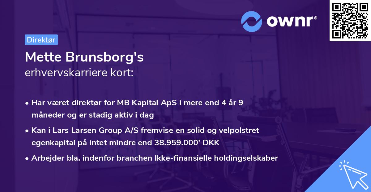 Mette Brunsborg's erhvervskarriere kort