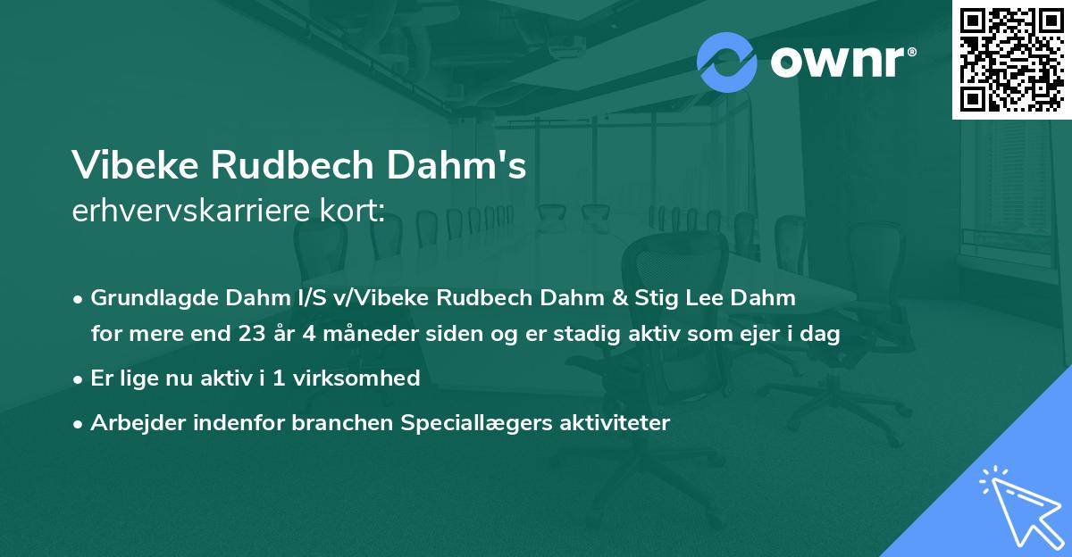 Vibeke Rudbech Dahm's erhvervskarriere kort