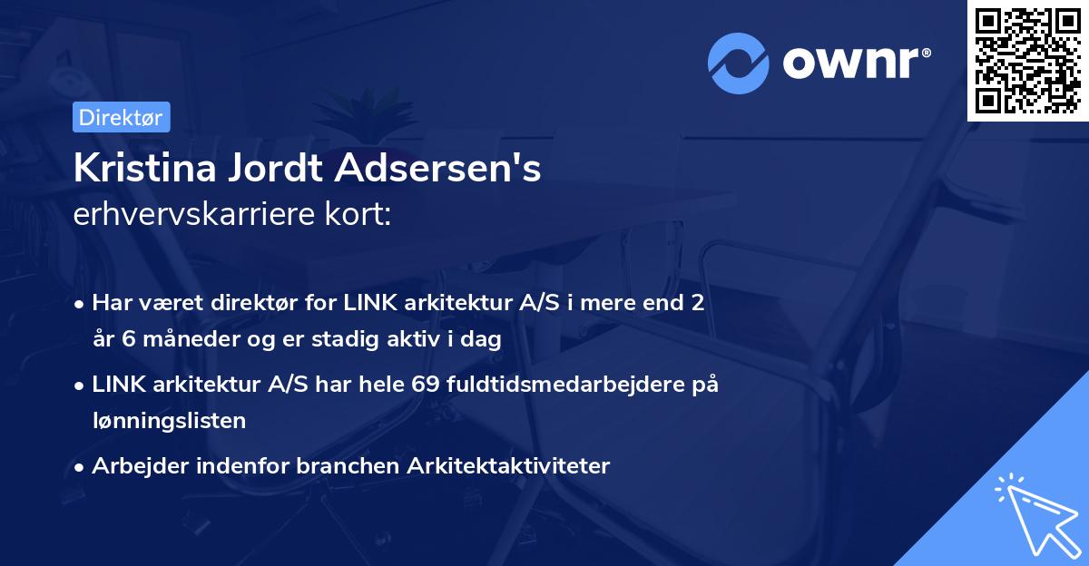 Kristina Jordt Adsersen's erhvervskarriere kort
