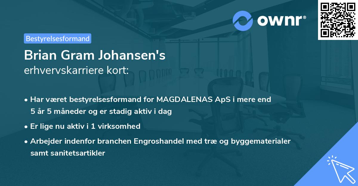 Brian Gram Johansen's erhvervskarriere kort