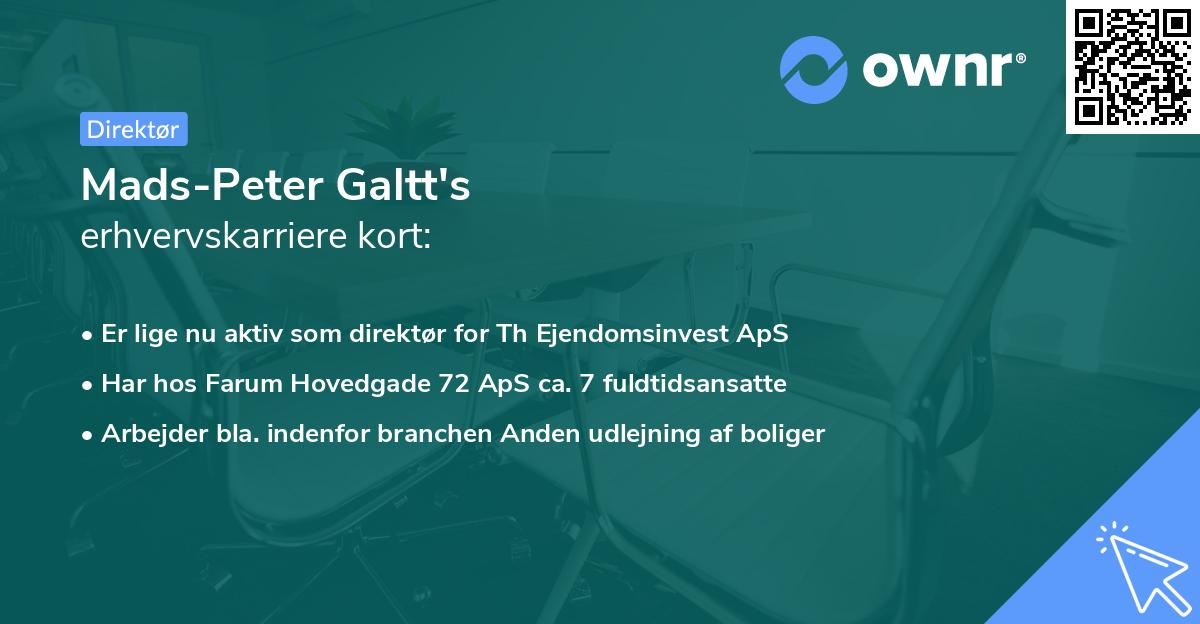 Mads-Peter Galtt's erhvervskarriere kort