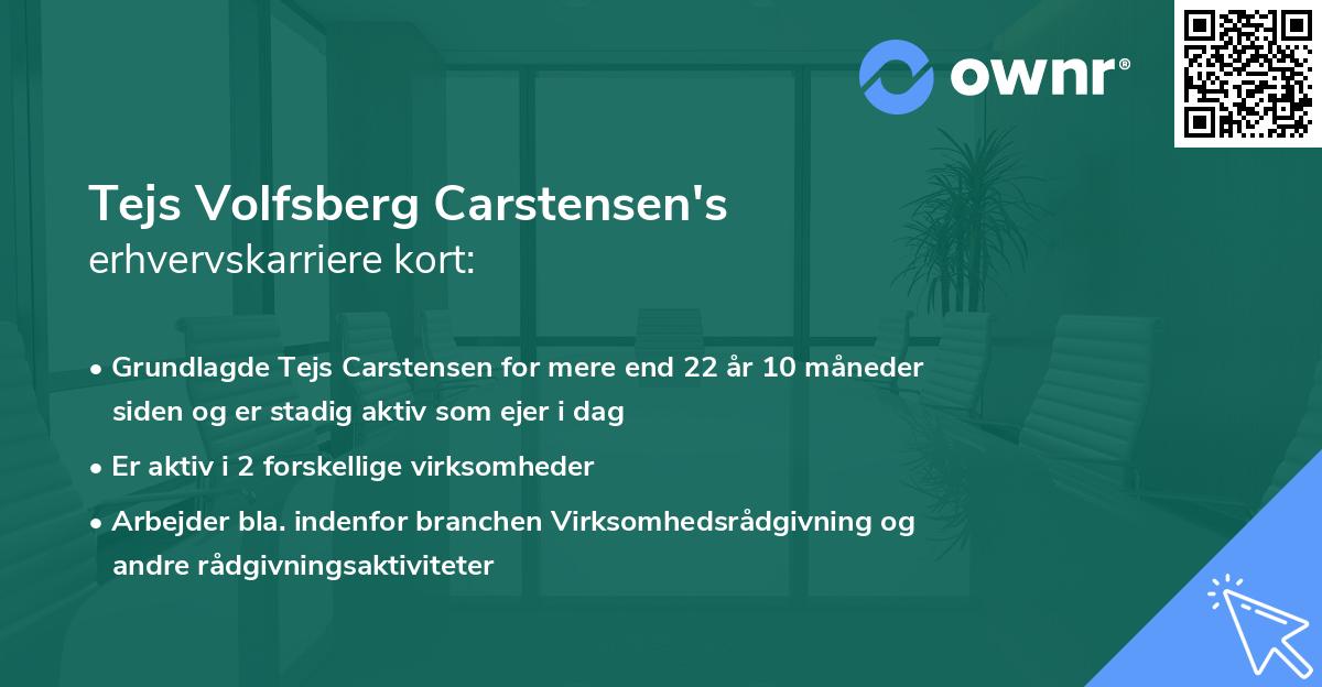 Tejs Volfsberg Carstensen's erhvervskarriere kort