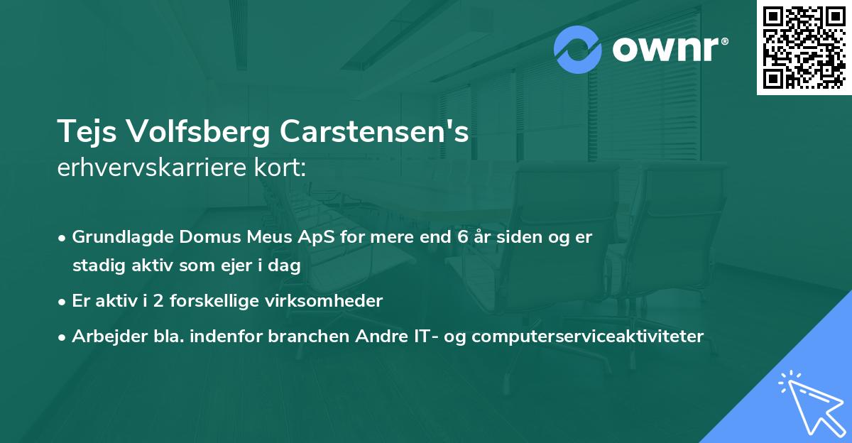Tejs Volfsberg Carstensen's erhvervskarriere kort