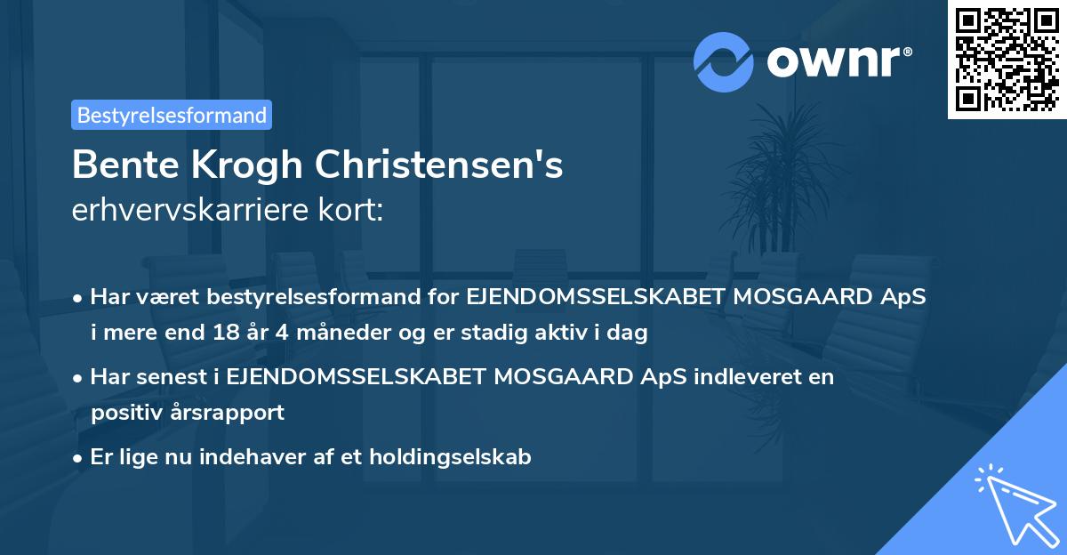 Bente Krogh Christensen's erhvervskarriere kort